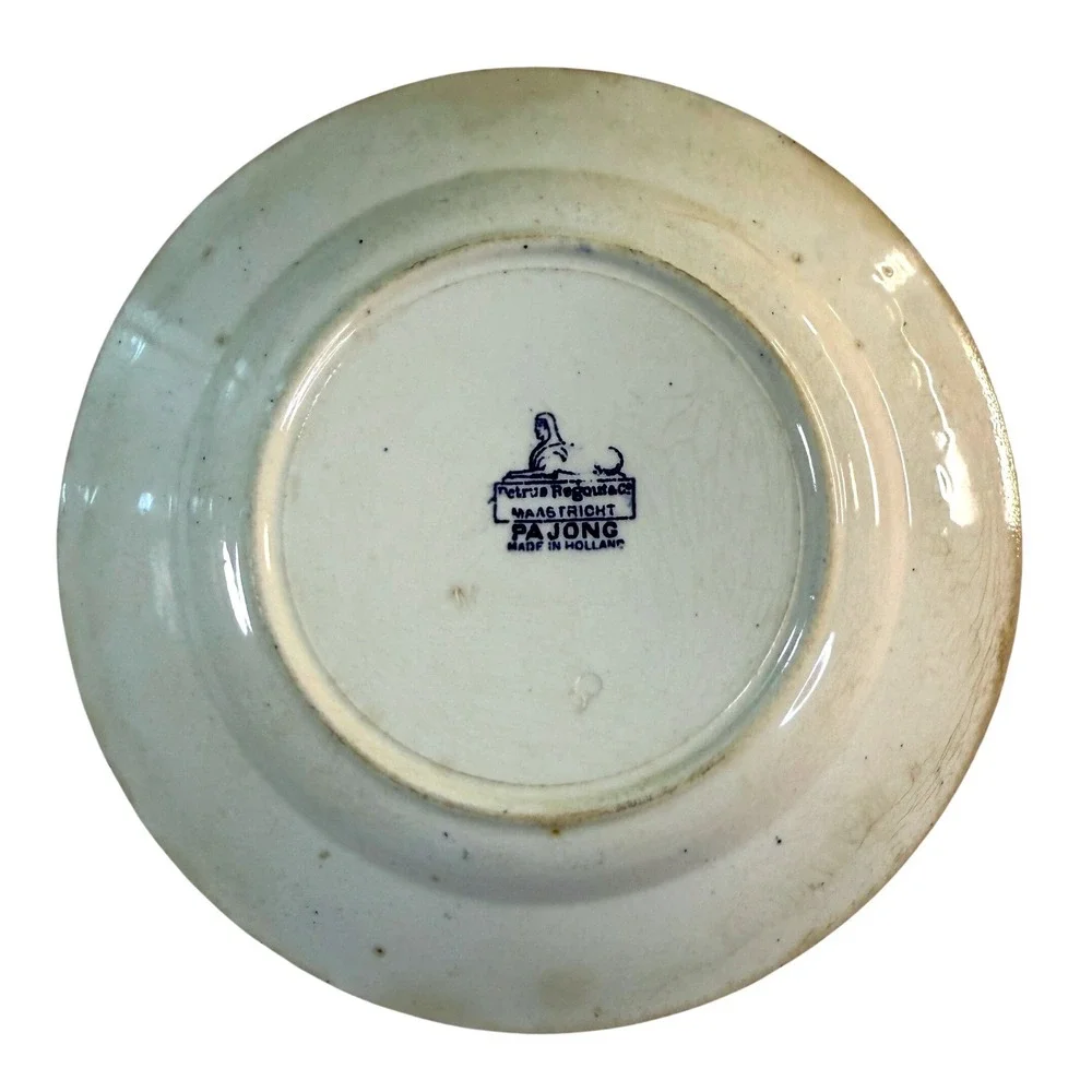 Antique Petrus Regout Pajong Transferware Plate Blue White Chinoiserie Holland